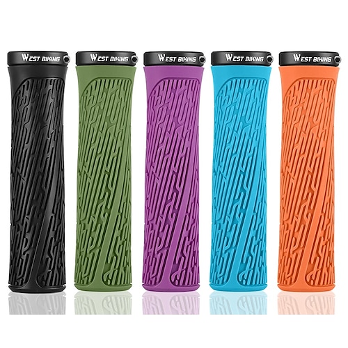 

WEST BIKING Bike Handlerbar Grips Skidproof Safety For Triathlon Cycling Bicycle PU(Polyurethane) TP Purple Army Green Black