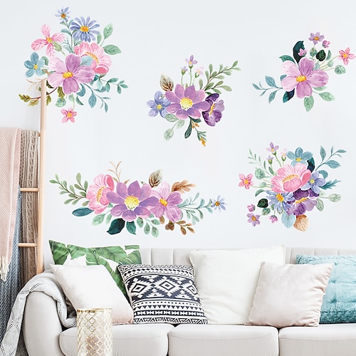 

35x60cm Wall Sticker Pvc Self-adhesive Flower Cluster Bedroom Bedside Porch Wall Home Beautification Decoration Removable PVC DIY Home Decoration Wall Decal Wall Decoration
