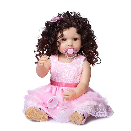 

22 inch Reborn Toddler Doll Doll Baby Girl Reborn Baby Doll lifelike Gift Cute Full Body Silicone Silica Gel with Clothes and Accessories for Girls' Birthday and Festival Gifts / Festive