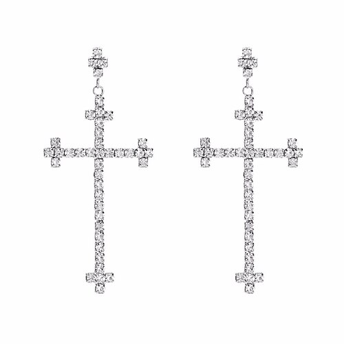 

Women's Cubic Zirconia Drop Earrings Geometrical Cross Fashion Earrings Jewelry Silver For Party Daily Prom Festival 1 Pair