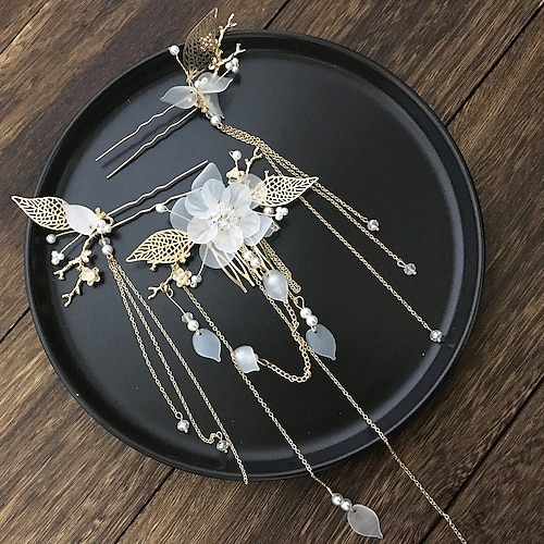 

Hair Combs Flowers Headdress Alloy Wedding Special Occasion Romantic With Imitation Pearl Headpiece Headwear