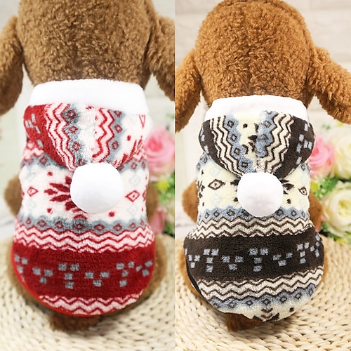 

Dog Coat Hoodie Plaid / Check Snowflake British Carnival Festival Winter Dog Clothes Puppy Clothes Dog Outfits Warm Red Brown Costume for Girl and Boy Dog Coral Fleece XS S M L XL