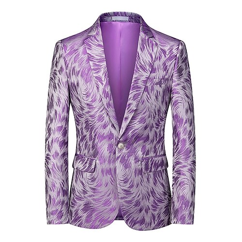 

Men's Elegant Blazer Regular Regular Fit Print Blue Purple Pink 2022 / Winter
