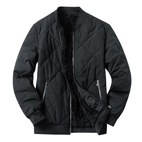 

Men's Casual Jacket Daily Wear Vacation Casual Daily Zipper Stand Collar Comfort Zipper Front Leisure Jacket Outerwear Solid Color Zipper Pocket Dark Gray Beige Black / Winter