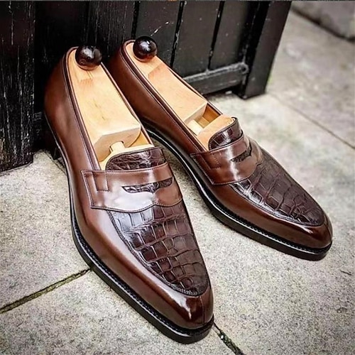 

Men's Oxfords Penny Loafers Business Classic British Daily Party & Evening PU Synthetics Brown Fall Spring