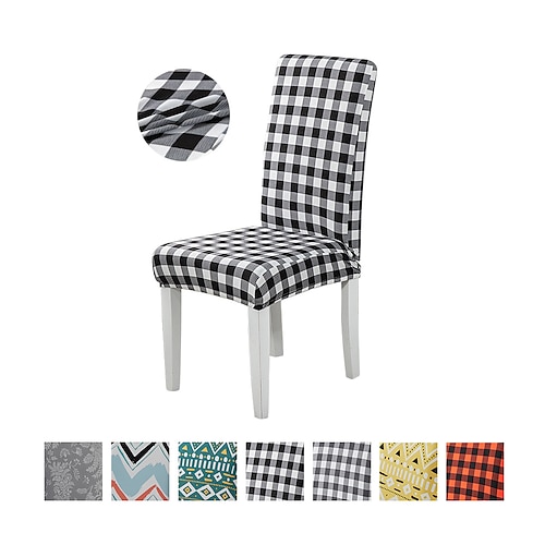 

Buffalo Check Spandex Chair Slipcovers Removable Universal Stretch Elastic Gingham Chair Protector Covers for Dining Room, Restaurant, Hotel, Banquet, Ceremony