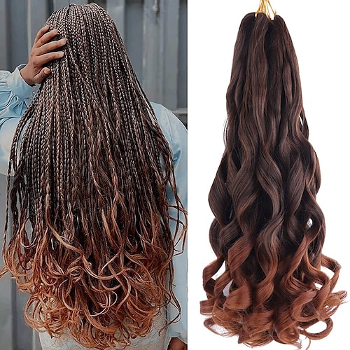 

Spanish Curly Braids Hair 7 Pack Loose Wavy Spiral Curl French Crochet Braid Deep Wave Synthetic Extensions Pre Stretched Bouncy Braiding 22inch 7packs