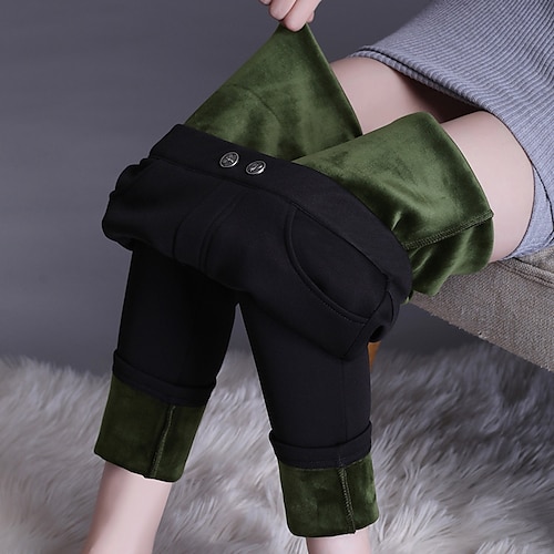 

Per donna Pantaloni in pile Collant Ghette Imbottitura di pile Nero senza velluto pelle di agnello nera pile di visone nero Vita alta Di tendenza Strada Giornaliero Tasche laterali Elevata elasticità