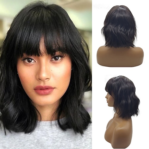 

Human Hair 13x4 Lace Front Wig Bob Free Part With Bangs Brazilian Hair Straight Brown Wig 130% 150% 180% Density with Baby Hair Natural Hairline African American Wig 100% Hand Tied Bleached Knots For