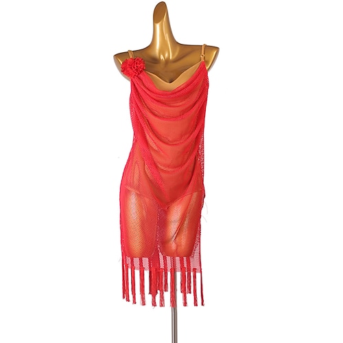 

Latin Dance Dress Tassel Women's Training Performance Sleeveless High Spandex