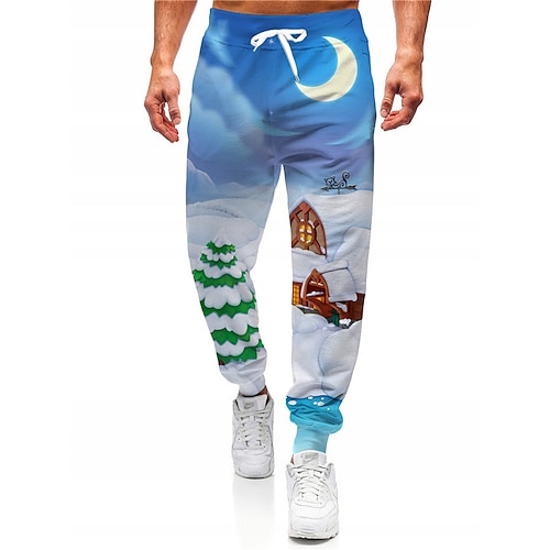 

Men's Christmas Pants Sweatpants Joggers Pants Trousers Trousers Drawstring Elastic Waist Graphic Christmas Outdoor Sports Full Length Christmas Casual Daily Designer Casual / Sporty Blue