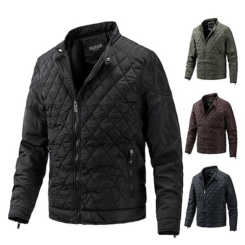 

Men's Padded Puffer Cotton Down jacket Windbreaker Parka Coat Winter Outdoor Thermal Warm Windproof Breathable Outerwear Winter Jacket Trench Coat Full Zipper Skiing Fishing Climbing
