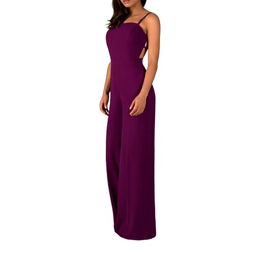 

Damen Jumpsuit Rückenfrei Strassenmode Strasse Regular Fit Ärmellos Purpur Grau S M L XL Frühling