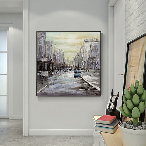 

Manual Handmade Oil Painting Hand Painted Square Abstract Landscape Modern Realism Rolled Canvas (No Frame)