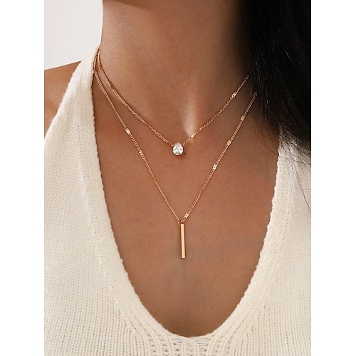 

Necklace Chrome Imitation Diamond Women's Artistic Simple Romantic Geometrical Precious Cute Lovely Round Geometric Necklace For Gift Daily Carnival / 2pcs