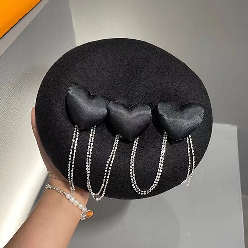 

Hats Wool Beret Hat Special Occasion Party / Evening Simple With Tassel Headpiece Headwear