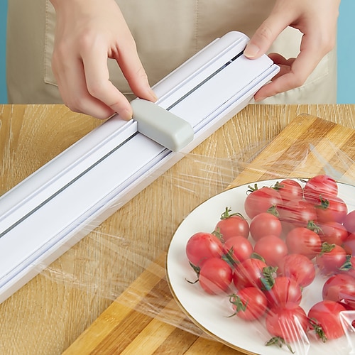 

Cling Film Cutter Food Wrap Dispenser Sliding Knife Type Magnetic Wall-mounted Barbecue Tin Foil Cutting Box Home Kitchen Tool