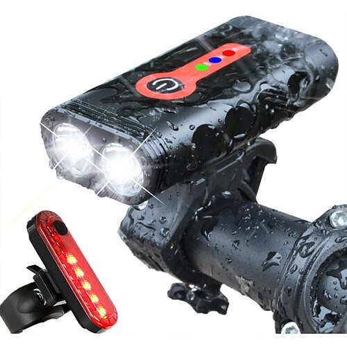 

Bike Light Set 5 Mode 1000 Lumens Super Bright 360 Degree Rotatable IP65 Waterproof USB Rechargeable Bicycle Headlight Front and Taillight Rear Back Light Cycling Riding Lamp LED Flashlight