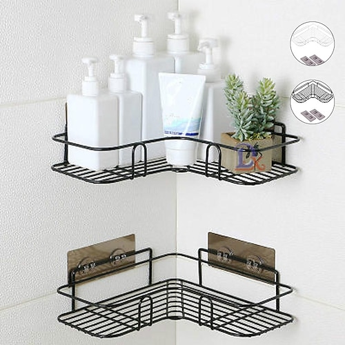 

Bathroom Shelf Shower Shampoo Soap Organizer Triangle Cosmetic Punch Free Adhesive Wall Mounts Storage Rack for Kitchen Toilet