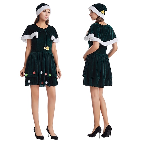 

Elf Christmas Trees Mrs.Claus Outfits Christmas Dress Vacation Dress Christmas Tree Women's Costume Party Cosplay Costume Christmas Christmas Carnival Masquerade Adults' Party Christmas Vacation