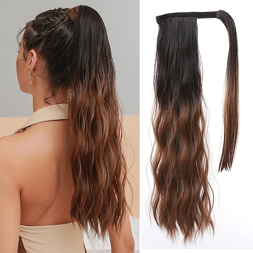 

Weft / Drawstring Ponytails Extended / Ribbon / Easy dressing Synthetic Hair Hair Piece Hair Extension Wavy 22 inch Daily Wear