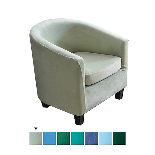 

1 Set of 2-Pieces Velvet Club Chair Slipcover Tub Chair Cover Non Slip Furniture Protector with Elastic Bottom Super Soft Couch Cover for Hotel Bar Counter Living Room,Sage Green