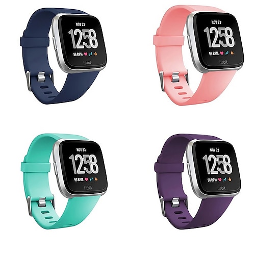 

4 Packs Straps Compatible with Fitbit Versa/Versa 2/Fitbit Versa Lite for Women and Men 20mm Width Classic Soft Silicone Sport Strap Replacement Wristband for Fitbit Versa Smart Watch