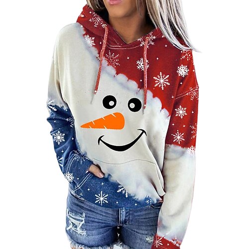 

Women's Hoodie Sweatshirt Color Block Abstract Front Pocket Print Christmas Christmas Gifts Sports 3D Print Streetwear Christmas Hoodies Sweatshirts Red