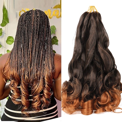 

6 Pack Pre Stretched Bouncy Braiding Hair 22 Inch Loose Wavy Braiding Hair Pre Streched 75/Pack French Curls Synthetic Hair Extensions T30 22inch 6packsFor Daily Party