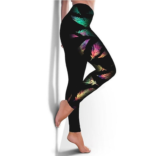 

Women's Tights Leggings Green Blue Purple Mid Waist Sports Athleisure Leisure Sports Weekend Print Stretchy Full Length Tummy Control Star S M L XL XXL / Slim