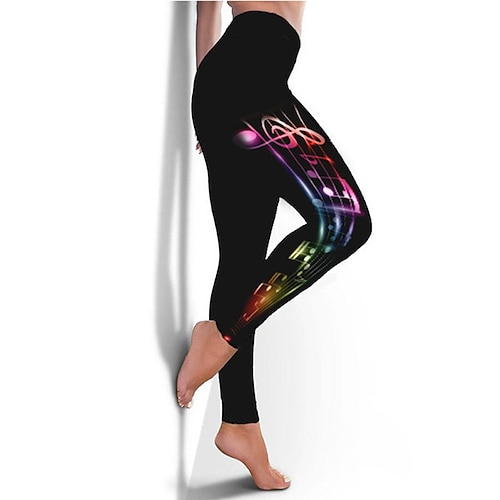 

Women's Tights Pants Trousers Leggings Green Blue Purple High Waist Casual / Sporty Athleisure Weekend Yoga Print Stretchy Ankle-Length Tummy Control Star S M L XL XXL / Slim