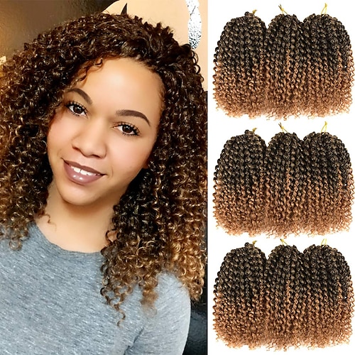 

8 Inch Passion Twist Hair Short Marlybob Crochet Hair 9 Bundles/Lot Synthetic Ombre Braiding Hair Extensions Small Afro Kinky Curly Twist Braid 8 inch 9 Bundles