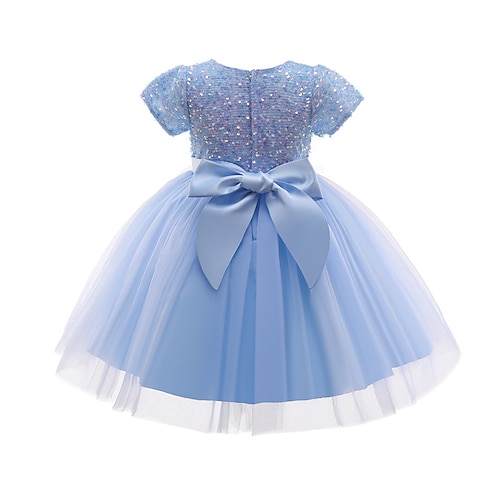 

Party Wedding Party Princess Flower Girl Dresses Jewel Neck Floor Length Cotton Blend with Bow(s) Paillette Sparkle & Shine Tutu Cute Girls' Party Dress Fit 3-16 Years