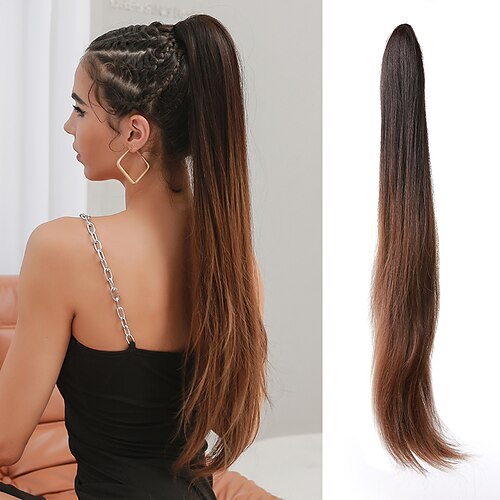 

Queue-de-cheval Etendu / Naturel / Faciliter l'habillage Cheveux Synthétiques Pièce de cheveux Extension des cheveux Droit 28 pouces Usage quotidien