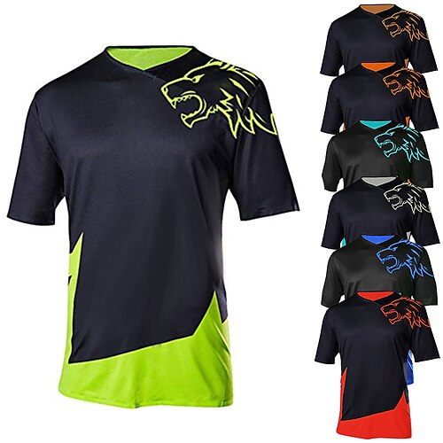 

21Grams Men's Mountain Bike Jersey Short Sleeve Downhill Jersey Motocross Shirts MTB Shirts Top Bike wear Spandex Polyester Breathable Quick Dry Moisture Wicking UV Resistant Sports Clothing Black