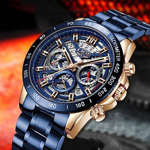 LIGE Quartz Watch Steel Band Watches for Men's Men Analog Quartz Modern Style Waterproof Noctilucent Stainless Steel Stainless Steel / One Year