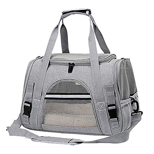 

pet ryggsekk hund gå ut ryggsekk crossbody kjæledyr ryggsekk for store/små katter og hunder, valper, sikkerhetsfunksjoner og pute ryggstøtte for reiser, fotturer (44x5x28, grå)