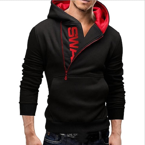 

Men's Pullover Hoodie Sweatshirt Color Block Half Zip Hooded Daily Weekend Sportswear Basic Hoodies Sweatshirts Long Sleeve Blue Black Light gray / Fall / Winter