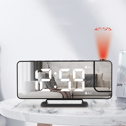

Projection clock large screen LED digital alarm clock rechargeable home bedside electronic clock