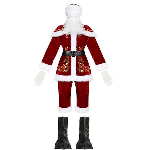 

Santa Suit Santa Claus Adults' Men's Cosplay Costume Christmas Christmas Christmas Festival / Holiday Terylene Red Men's Easy Carnival Costumes Solid Color