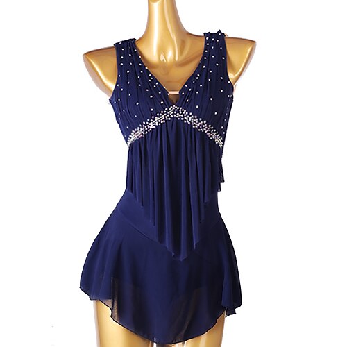 

Latin Dance Ballet Latin Salsa Dance Dress Crystals / Rhinestones Women's Training Performance Sleeveless High Spandex Chiffon