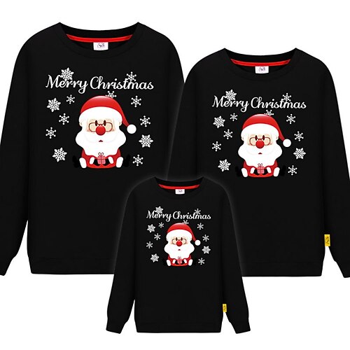 

Family Christmas Tops Letter Santa Claus Christmas Pattern Christmas Gifts Print White Long Sleeve Daily Matching Outfits
