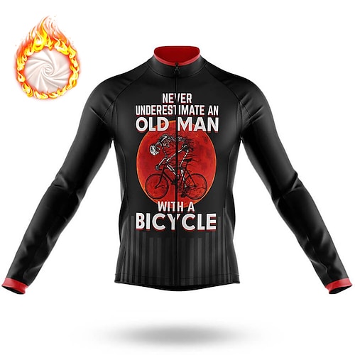 

21Grams Men's Cycling Jersey Long Sleeve Winter Bike Top with 3 Rear Pockets Mountain Bike MTB Road Bike Cycling Fleece Lining Warm Moisture Wicking Reflective Strips Black Green Yellow Graphic