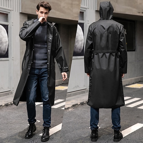 

Men's Winter Coat Cloak / Capes Raincoat Outdoor Business Fall Spring Polyester Waterproof Rain Waterproof Outerwear Clothing Apparel Sports Sporty Plain Pocket Hoodie Single Breasted