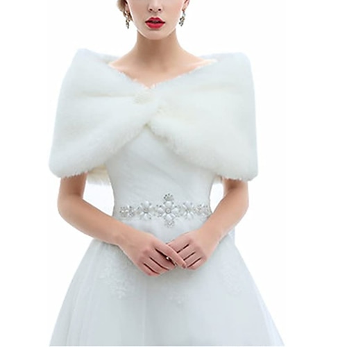 

Xale e Estola Xales em Pêlo Xales Estolas Femininas Bolero Elegante Casamento Sem Manga Jeans Estolas de Casamento Com Cor Pura Para Casamento Outono inverno