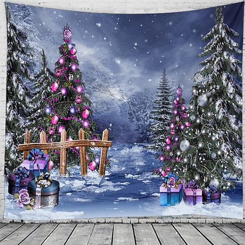 

Christmas Santa Claus Holiday Party Wall Tapestry Art Decor Photo Background Backdrop Blanket Curtain Picnic Tablecloth Hanging Home Bedroom Living Room Dorm Decoration Christmas Tree Gift Fireplace