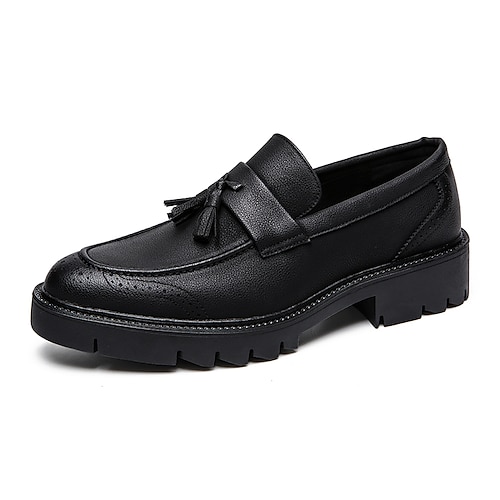 

Men's Loafers Slip-Ons Tassel Loafers Casual British Daily Office Career PU Black Fall Spring