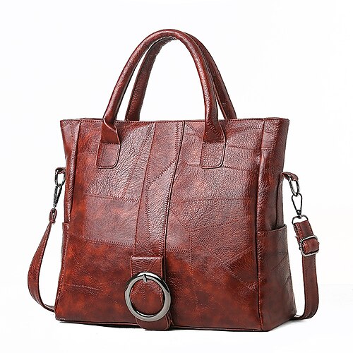 

women's bag stitching soft leather large capacity shopping travel handbag women's shoulder messenger bag