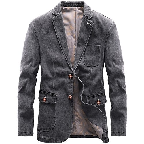 

Herren Blazer Sport Jacke warm halten Atmungsaktiv Geschäft Täglich Arbeit Einreihiger Verschluss Umlegekragen Geschäftlich Elegant Jacke Oberbekleidung Feste Farbe Tasche Grau Schwarz / Winter