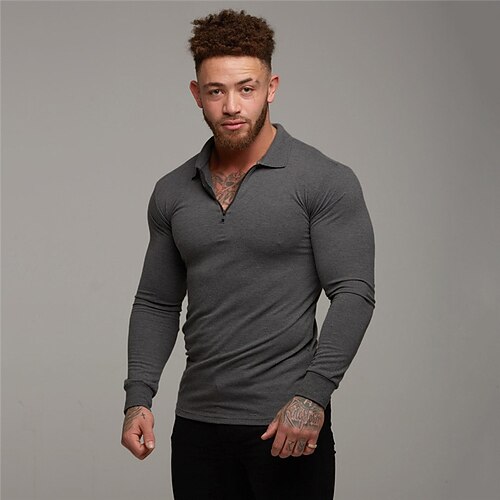 

Men's Workout Shirt Running Shirt Patchwork Zipper Long Sleeve Top Athletic Athleisure Winter Cotton Breathable Quick Dry Soft Running Jogging Training Sportswear Activewear Solid Colored Wine Red